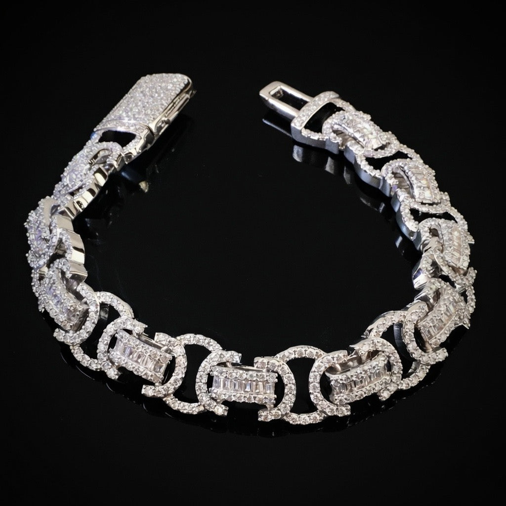 Zilveren diamanten iced out koningsketting armband 13mm