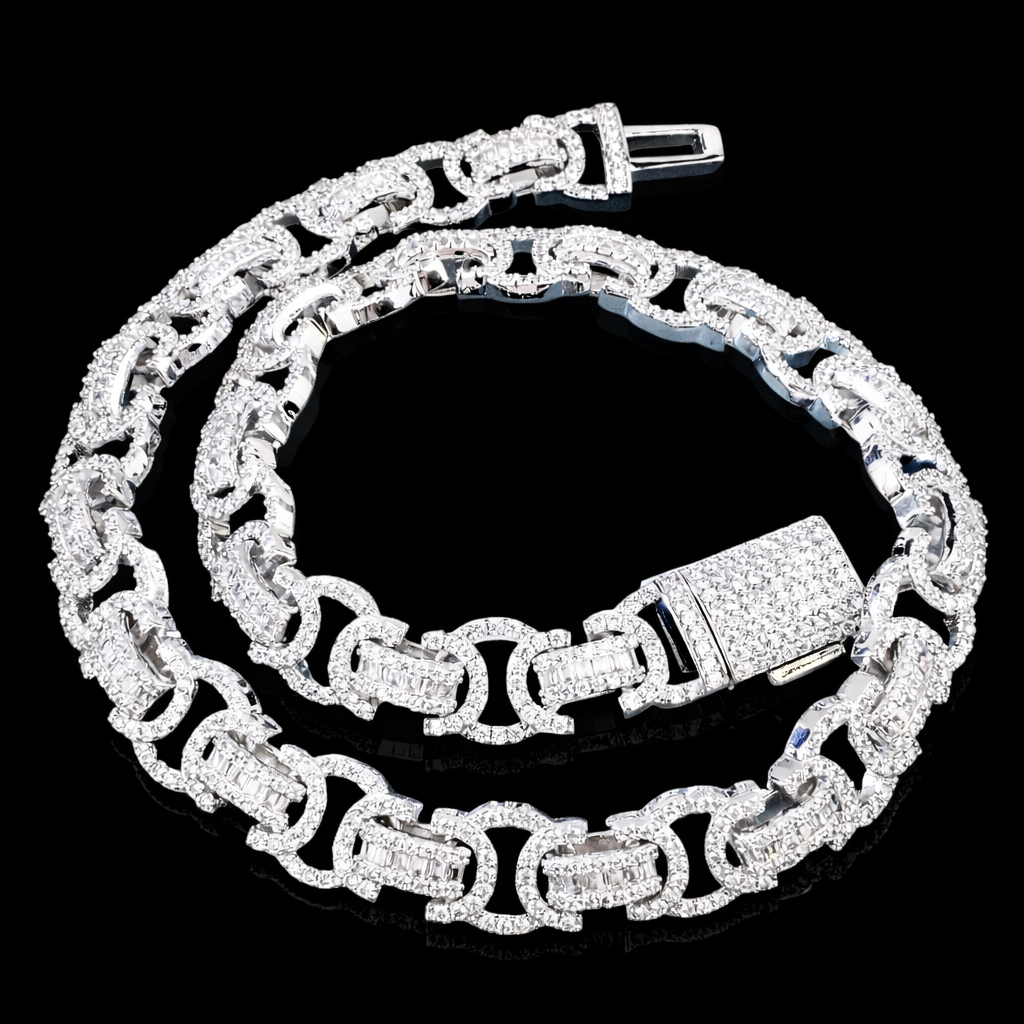 13mm diamanten zilveren koningsketting