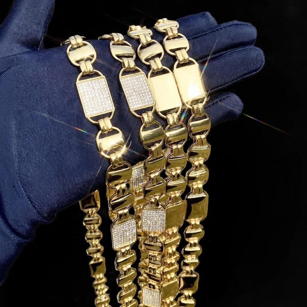 14mm diamanten magnum gouden koningsketting