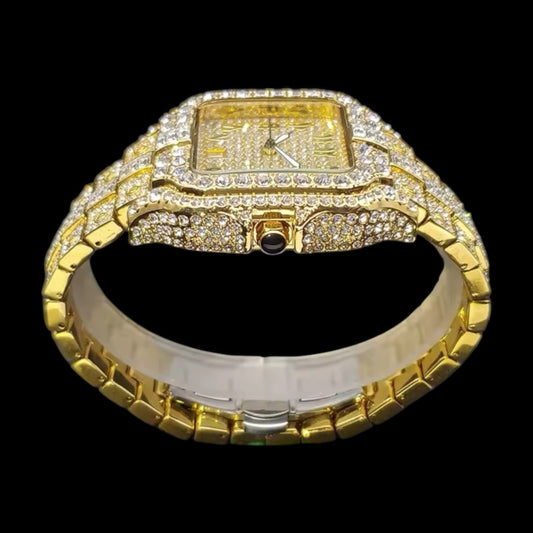 King Square Arabic 42mm – Fully Iced Goud Verguld Horloge