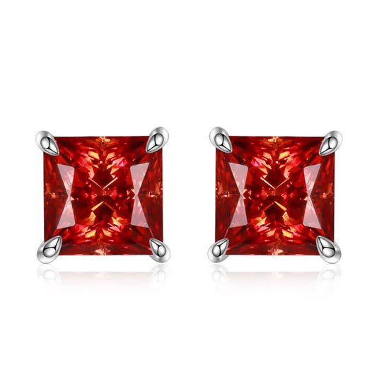 Zilveren Moissanite Diamanten Princess Cut Oorbellen