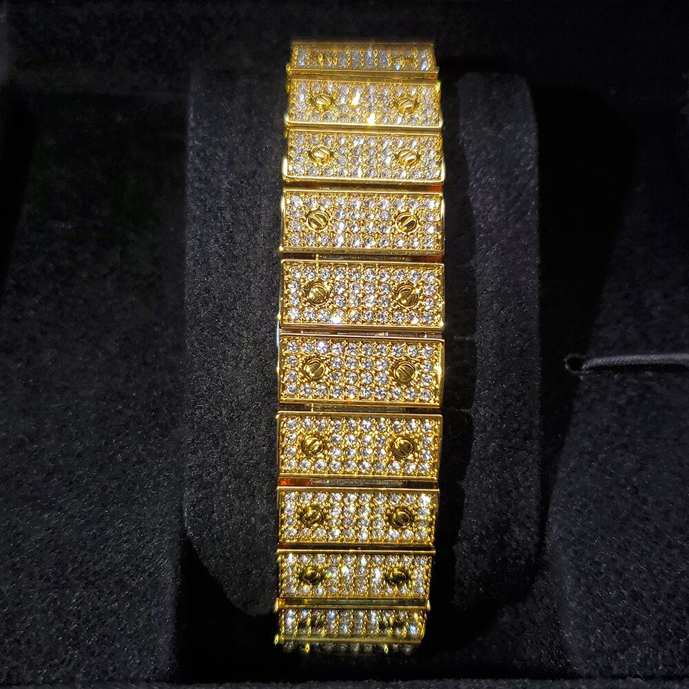 King Square 40mm – Fully Iced Gold-Plated Watch