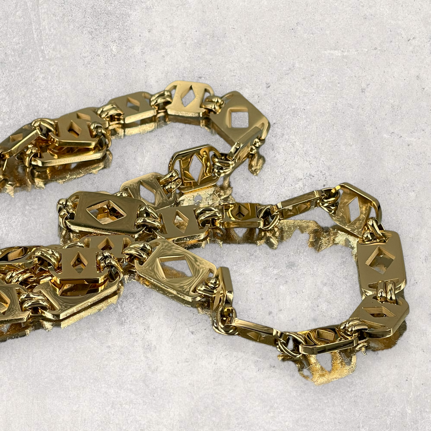 11mm Koningsketting met ruiten – Goud Verguld