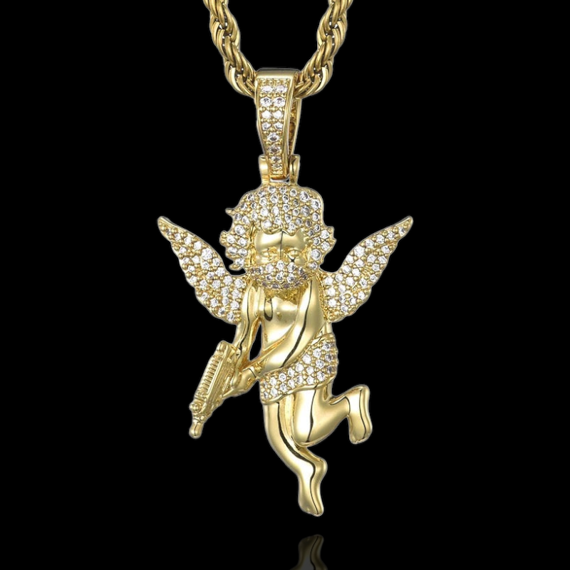 Pendentif Ange Bandana Masqué Plaqué Or