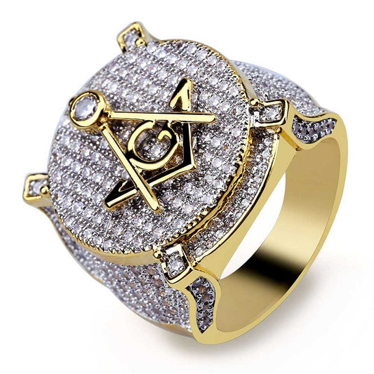 Iced Out Freemason Ring