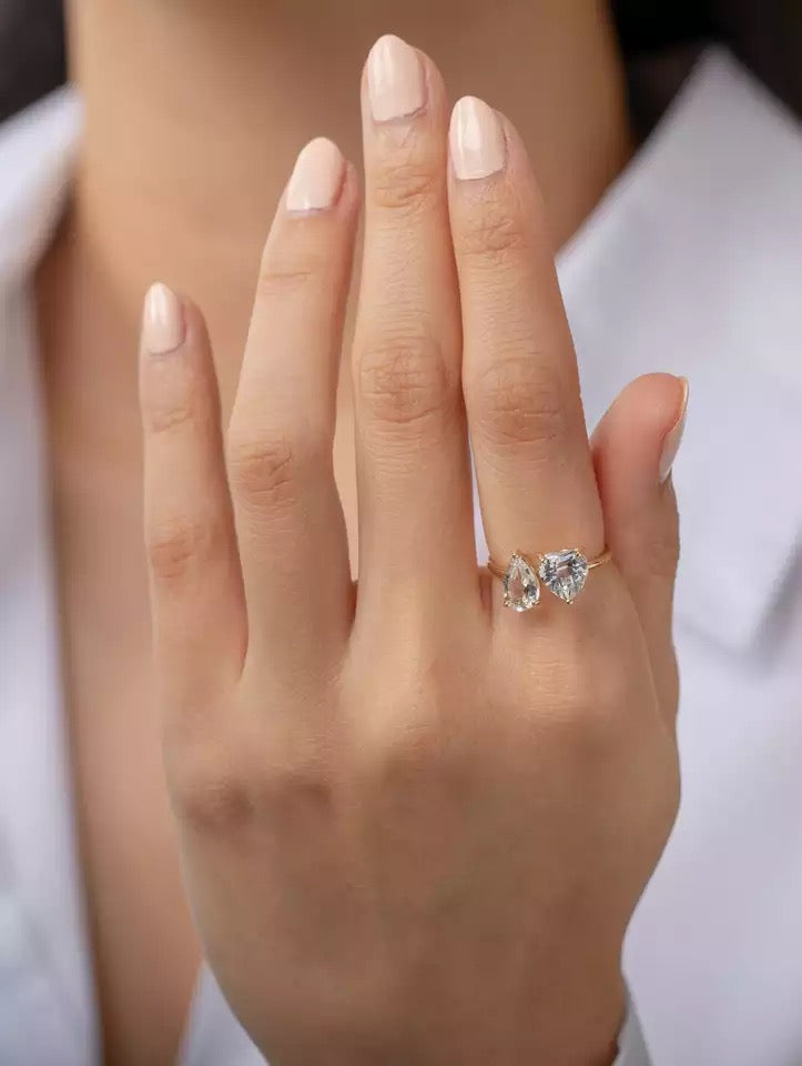 Pear & Heart Ring | 925 Silver / Gold Plated