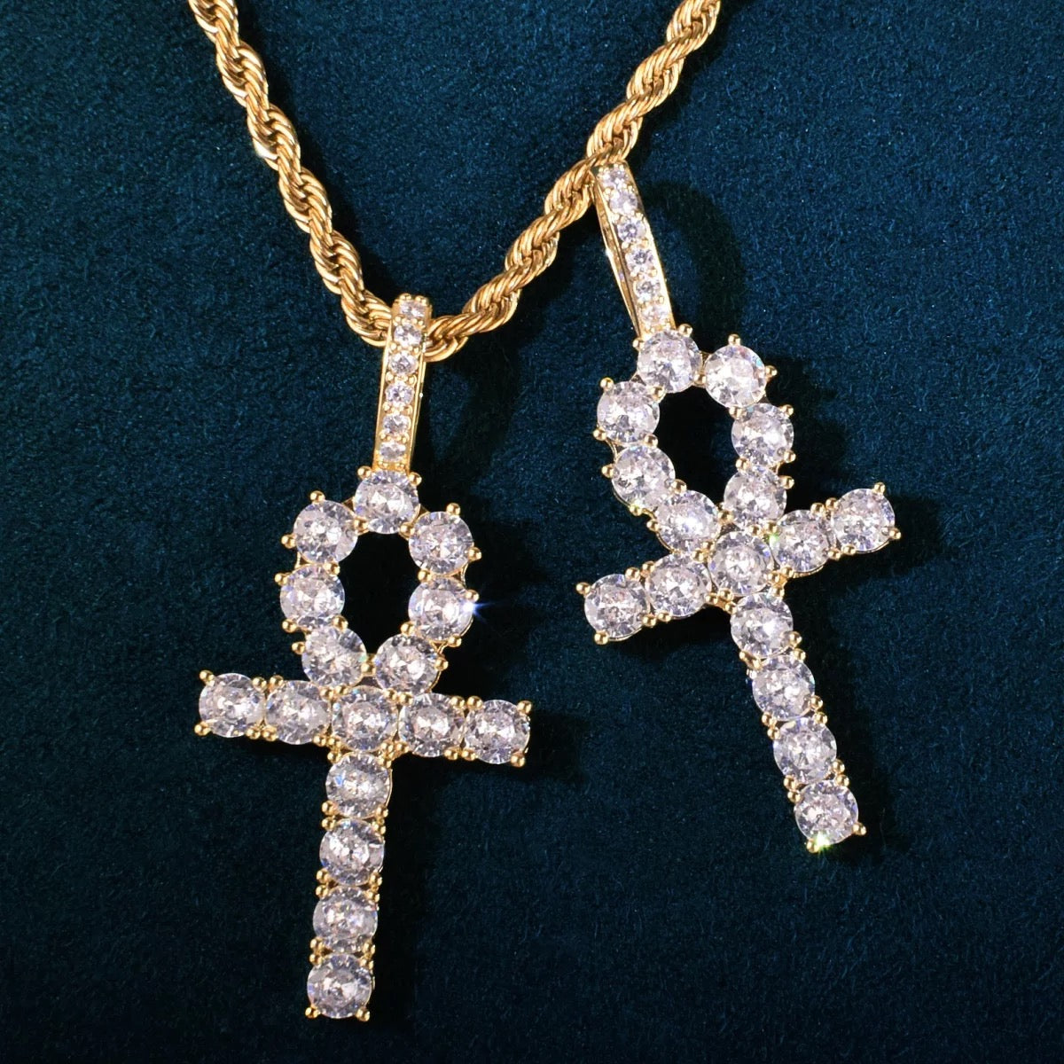 Gold Plated Diamanten Ankhkruis Hanger