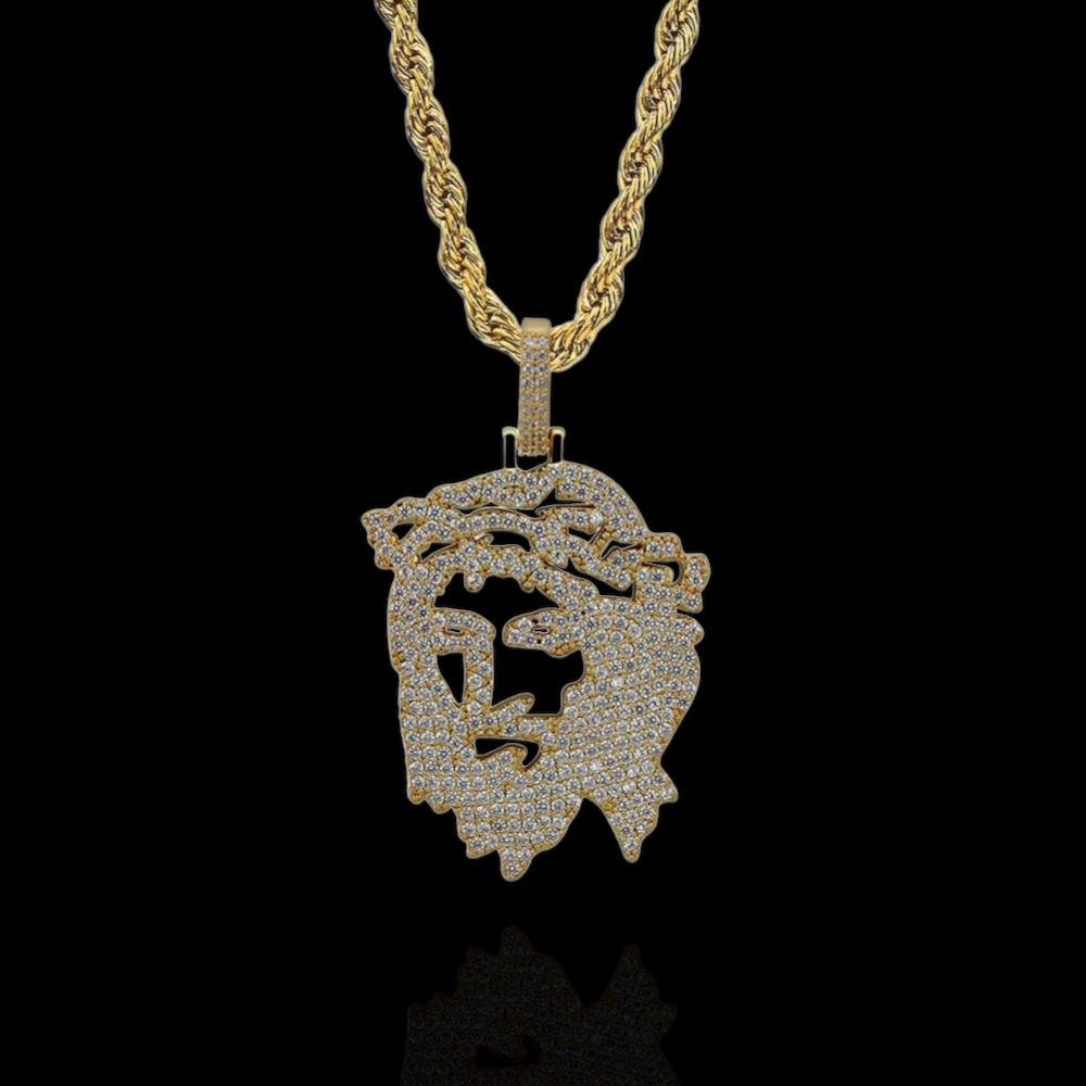 Gold Plated Open Jezus Hoofd Hanger