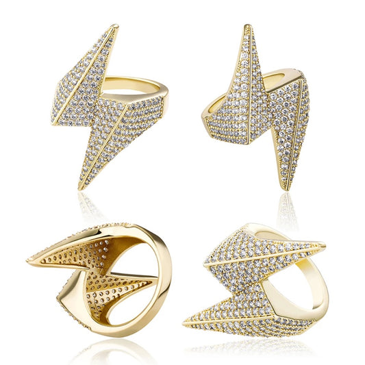 Goldplated Iced Out Bliksem Ring