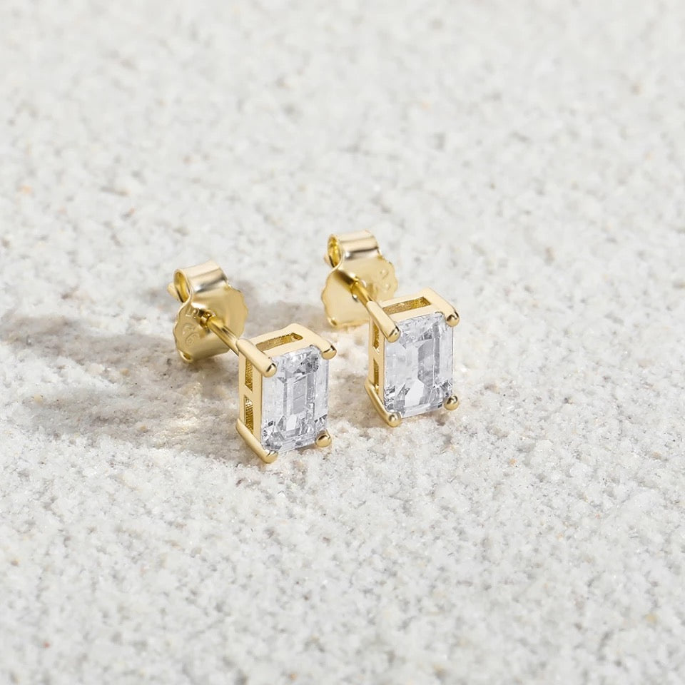 Gold Plated Baguette diamanten Oorbellen