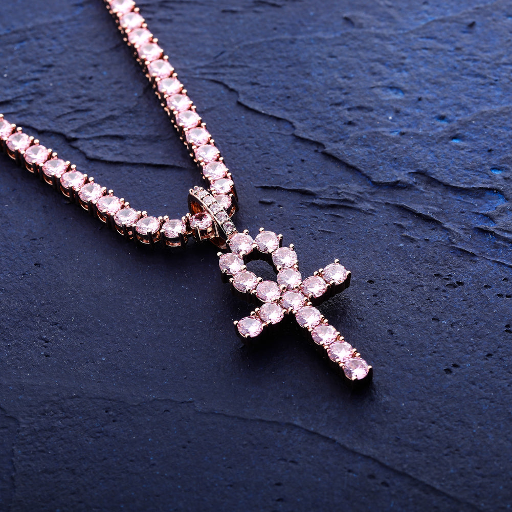 Pink Diamond Ankh Cross Pendant