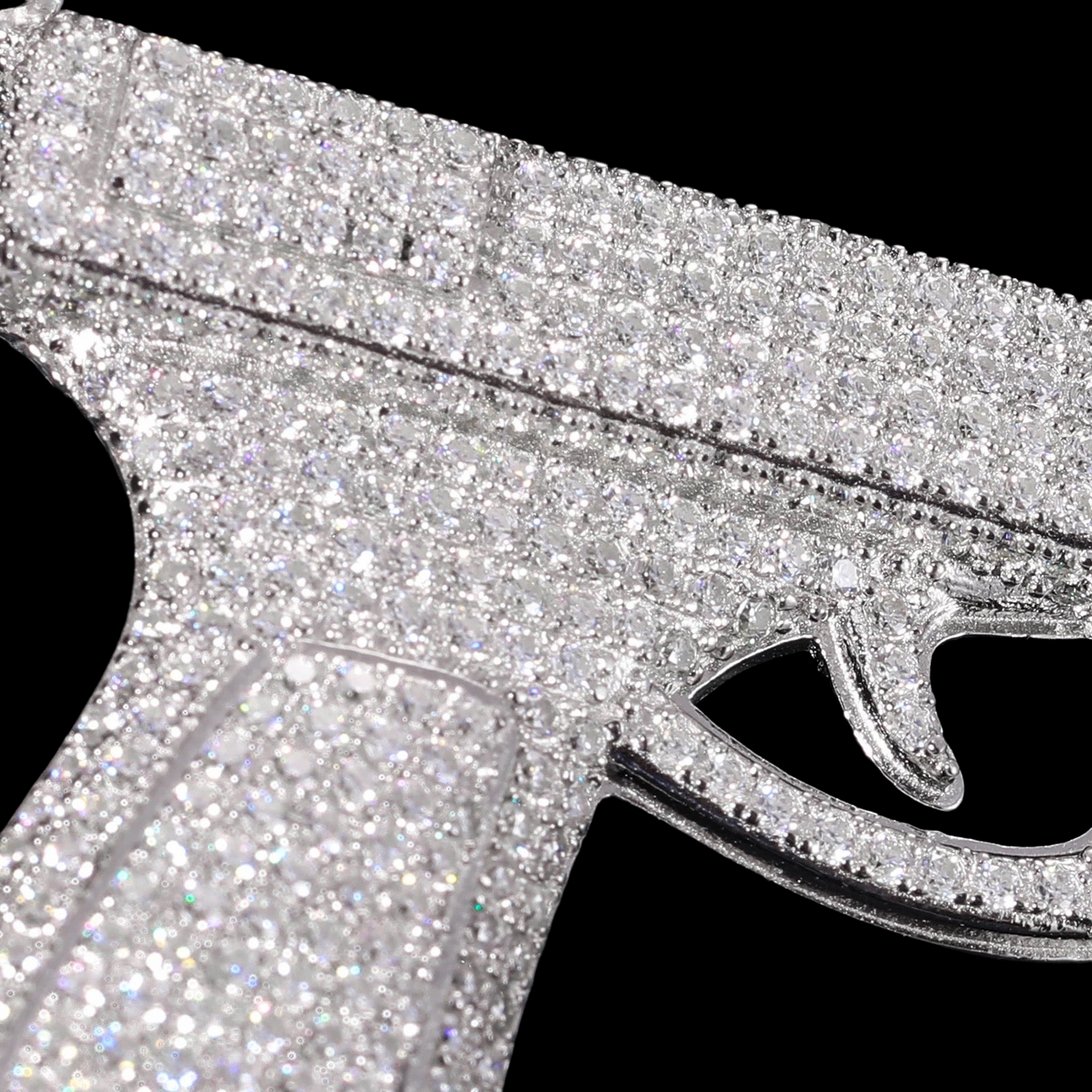 Custom Made Moissanite Diamond Glock Gun