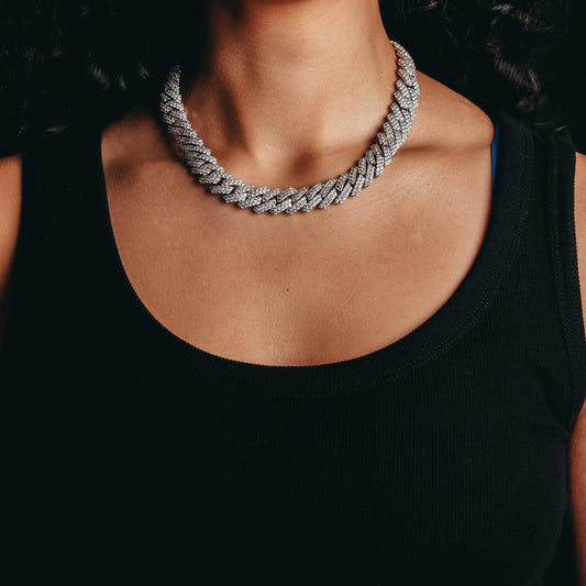 Premium 14mm Miami Cuban S-link chain iced out with diamonds