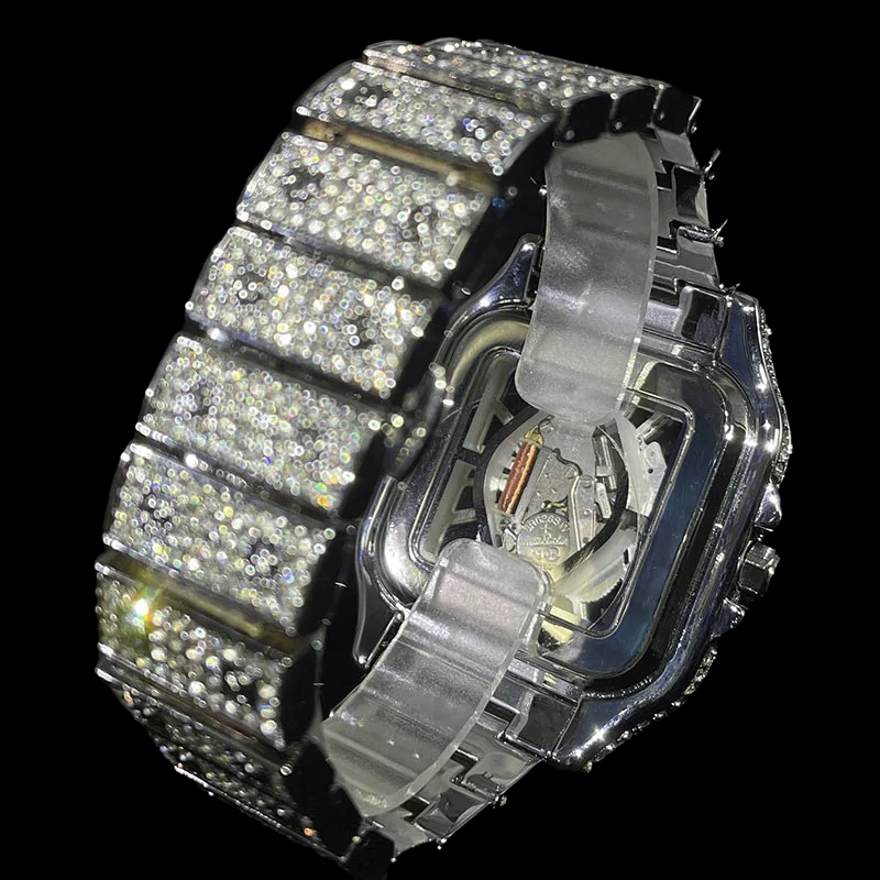 King Square Skeleton 50mm – Fully Iced Horloge