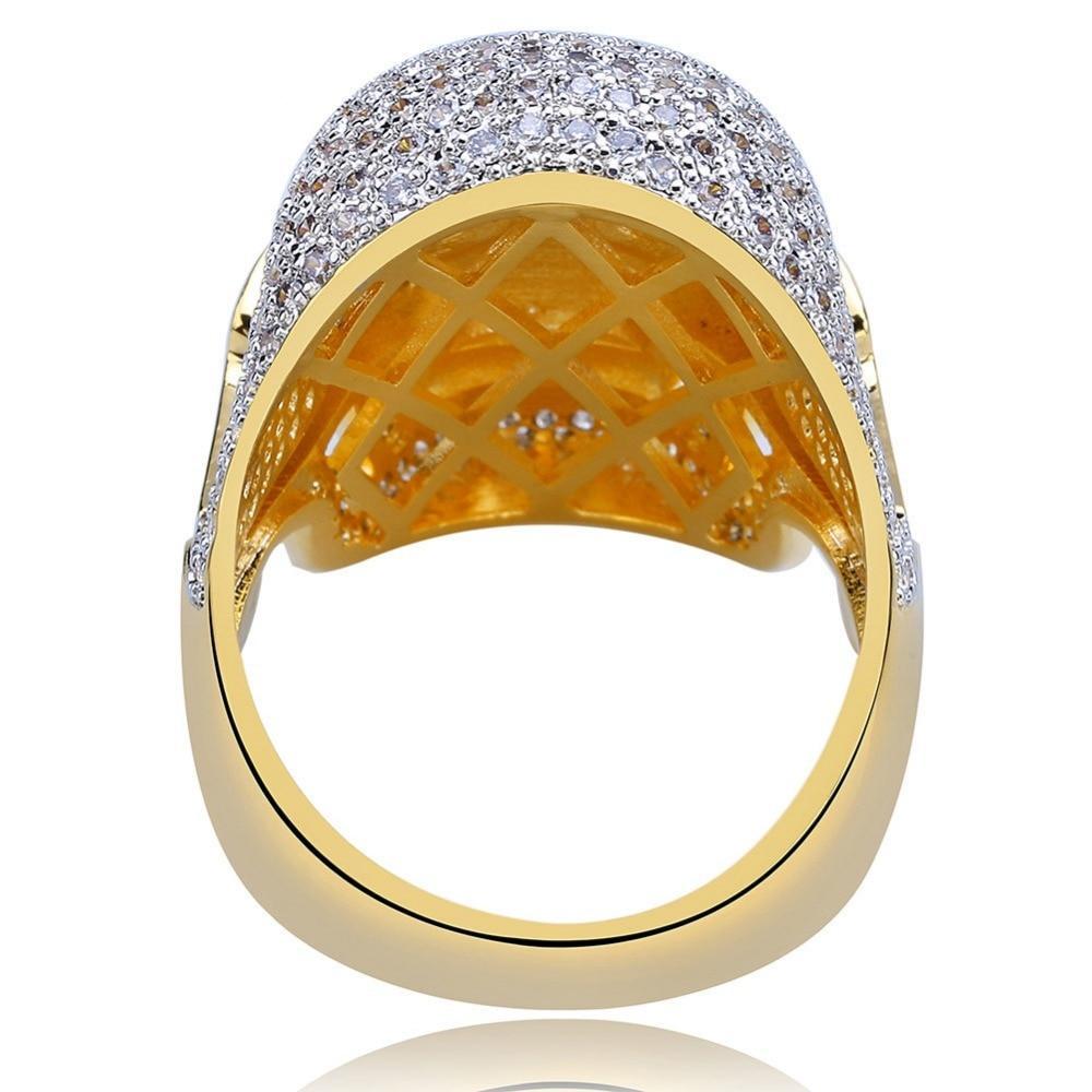 Iced Out Biker Skull Ring - ICED OUT