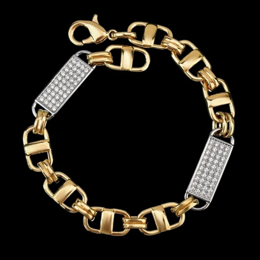 diamanten iced out magnum koningsketting armband van goud en zilver