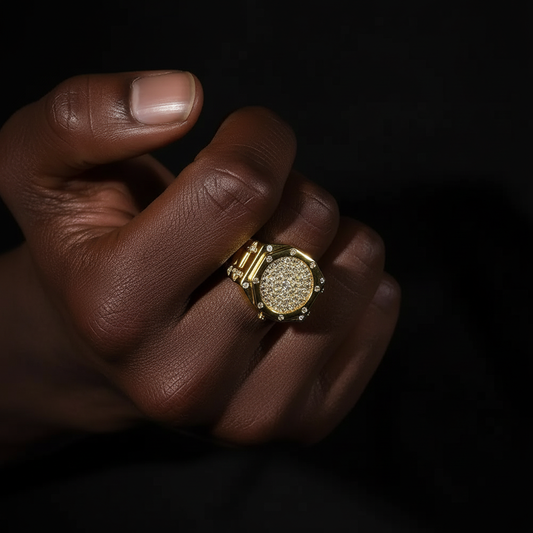 Royal Iced Watch Ring | Gold Plated