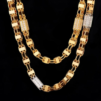 8mm gouden magnum koningsketting met diamanten 