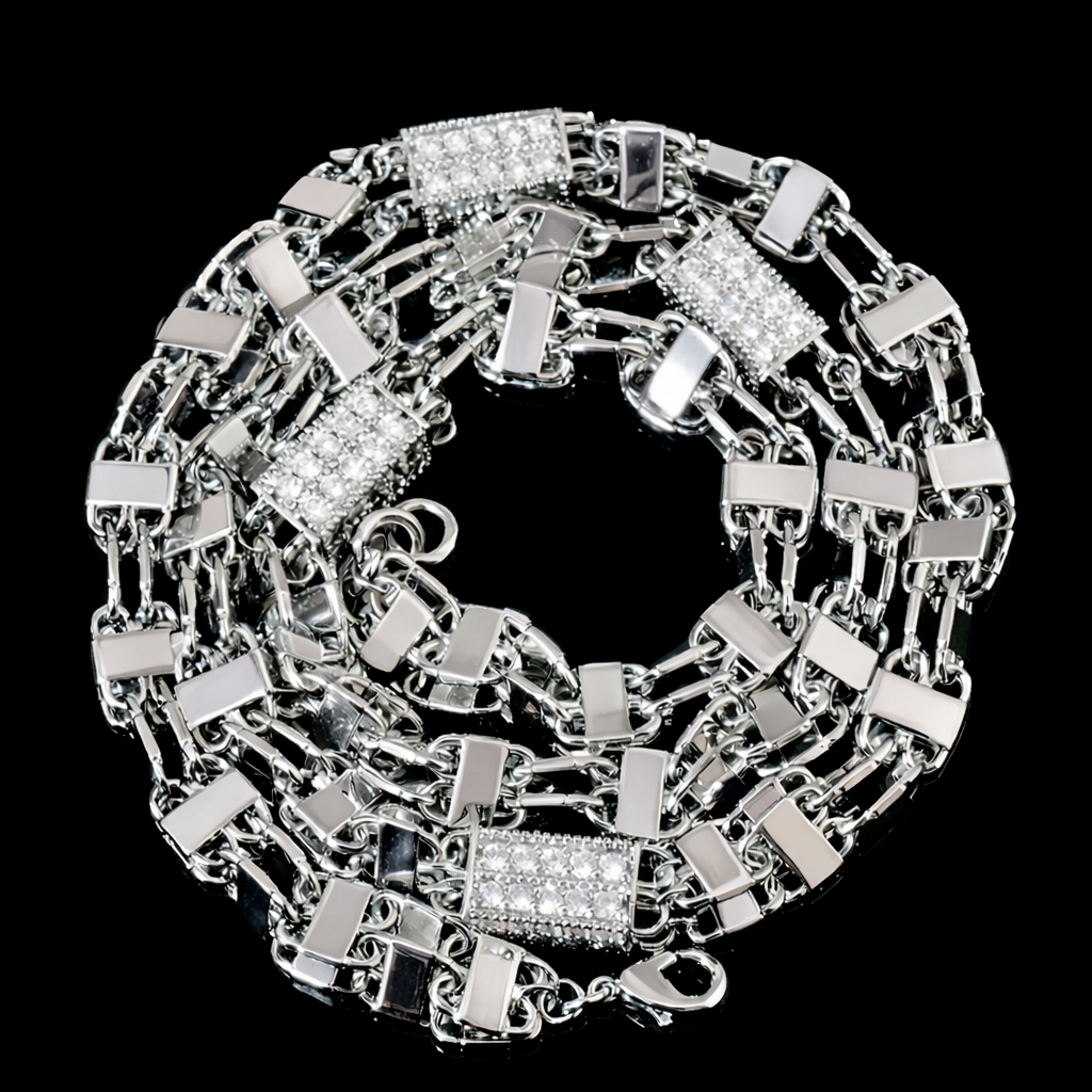 8mm diamanten magnum zilveren koningsketting