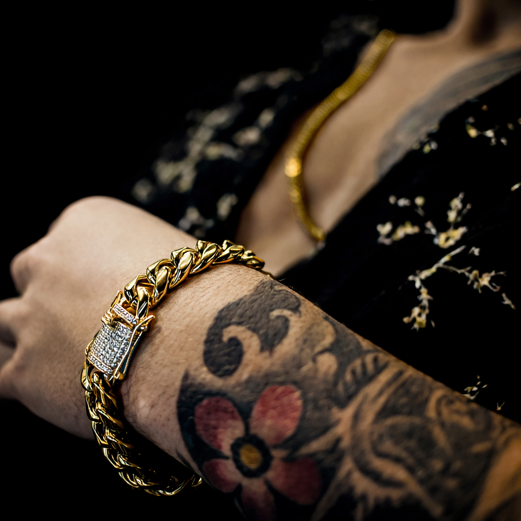 12mm gold diamond iced out miami cuban bracelet with iced lock