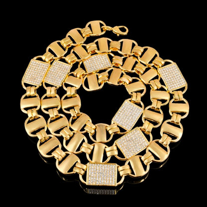 14mm diamanten magnum gouden koningsketting