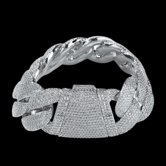 24mm white gold diamond iced out miami cuban bracelet