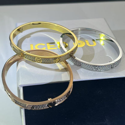 Gold Plated Iced Bangle Bracelet