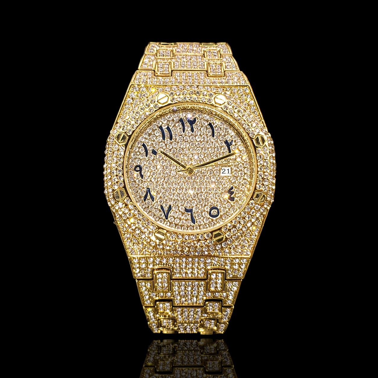 Royal Majestic Arabic 42mm – Fully Iced Goud Verguld Horloge