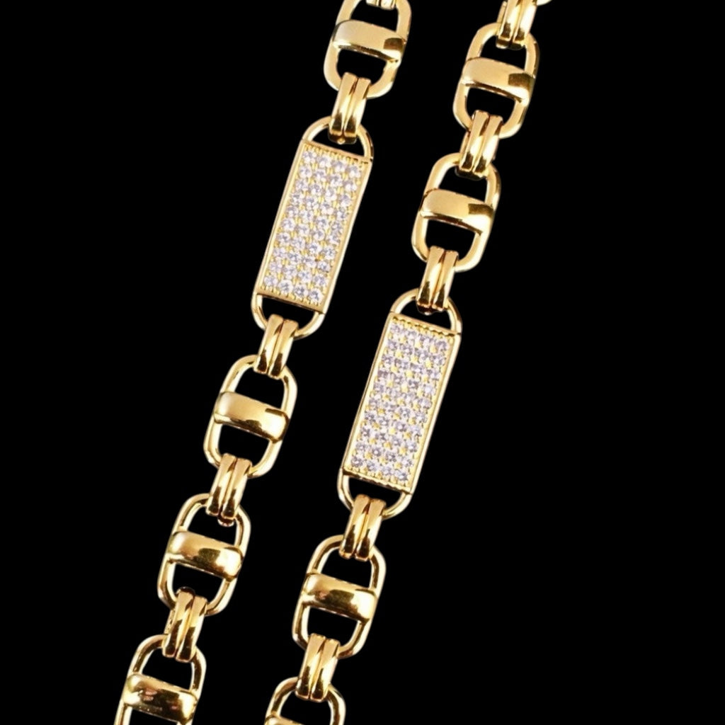 8mm diamanten gouden magnum koningsketting