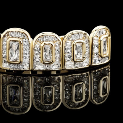 8/8 Premium Gold plated ICED Baguette Grillz
