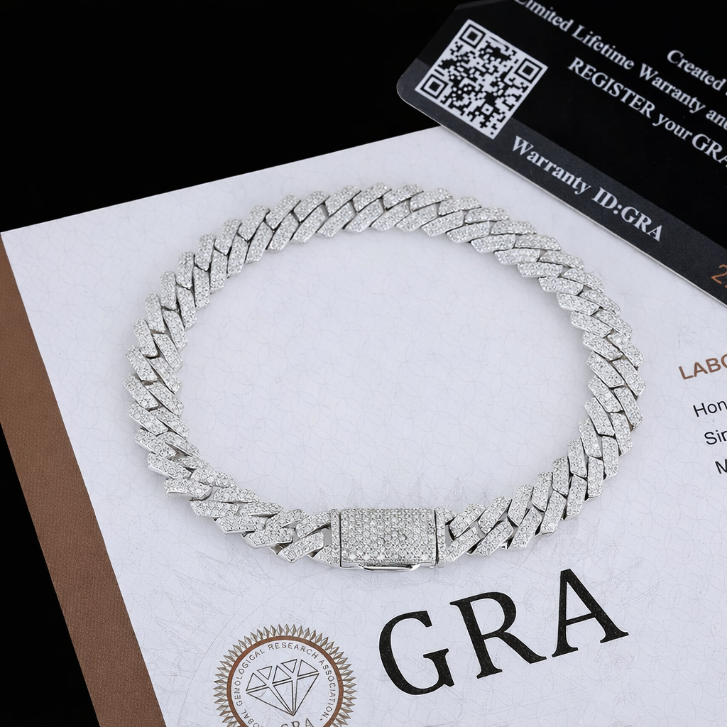 8mm Moissanite Diamanten S-Schakel Cuban Armband