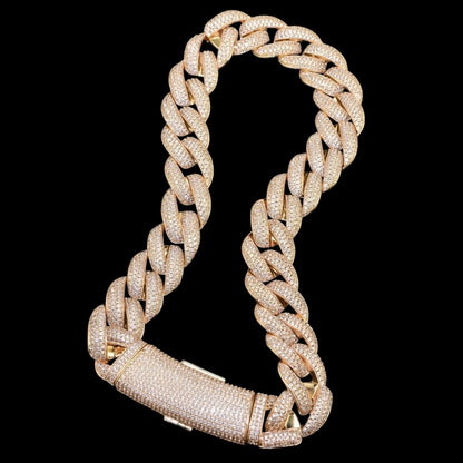 Luxury 20mm gold Miami Cuban chain iced out with diamonds