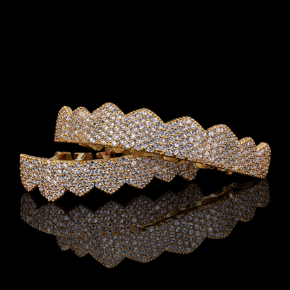 8/8 Premium ICED OUT Grillz Set – Gold Plated