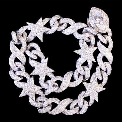 white gold diamond iced out Miami Cuban star link chain necklace