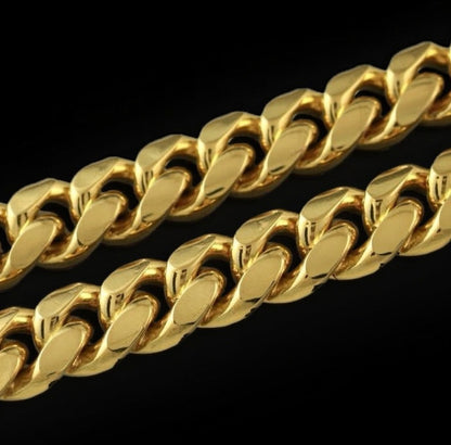 luxury 12mm gold miami cuban bracelet iced out with diamonds and lock