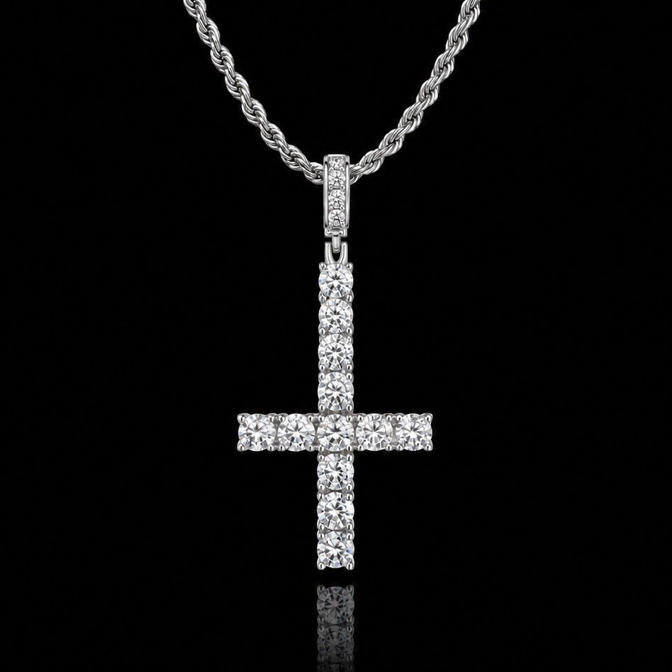 Moissanite Diamanten Omgekeerd Kruis Hanger