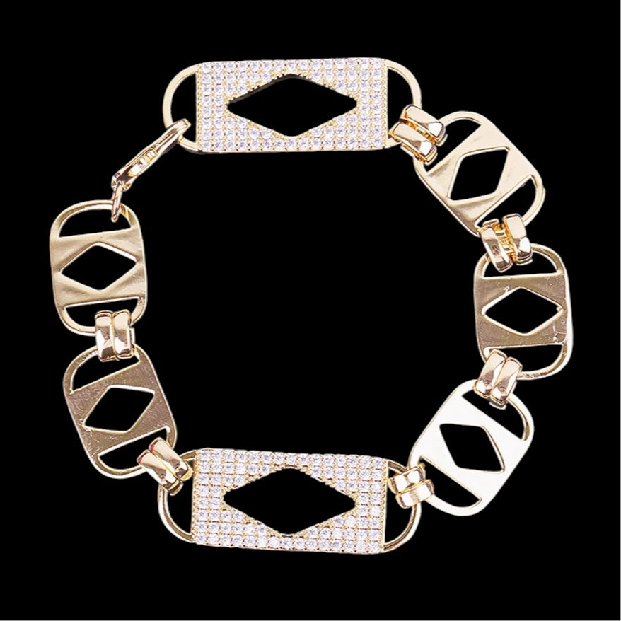 gouden diamanten Koningsketting Armband met Ruiten