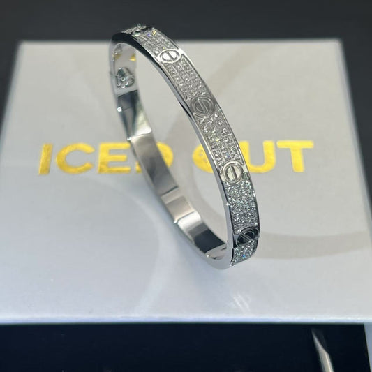 diamond iced out white gold bangle bracelet luxury design