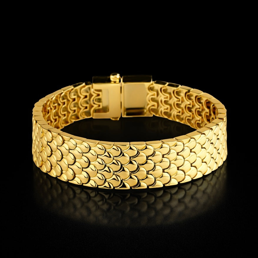 luxury gold imperial scale bracelet iced out with diamonds