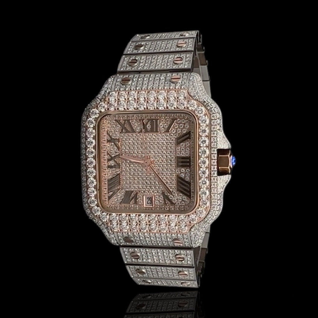 Two Tone Moissanite Diamanten King Square Horloge