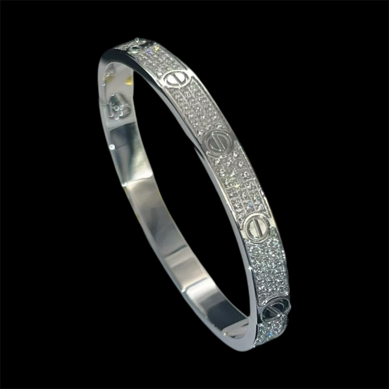 white gold diamond iced out bangle bracelet
