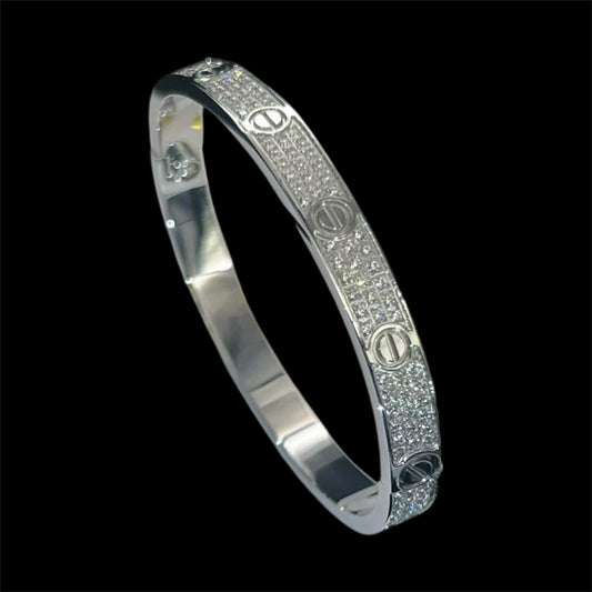 white gold diamond iced out bangle bracelet