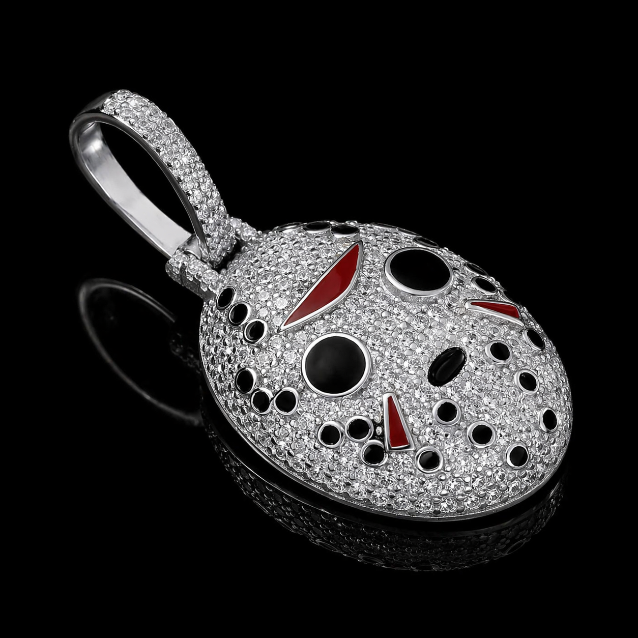 Zilveren Moissanite Diamanten Hockey Masker Hanger