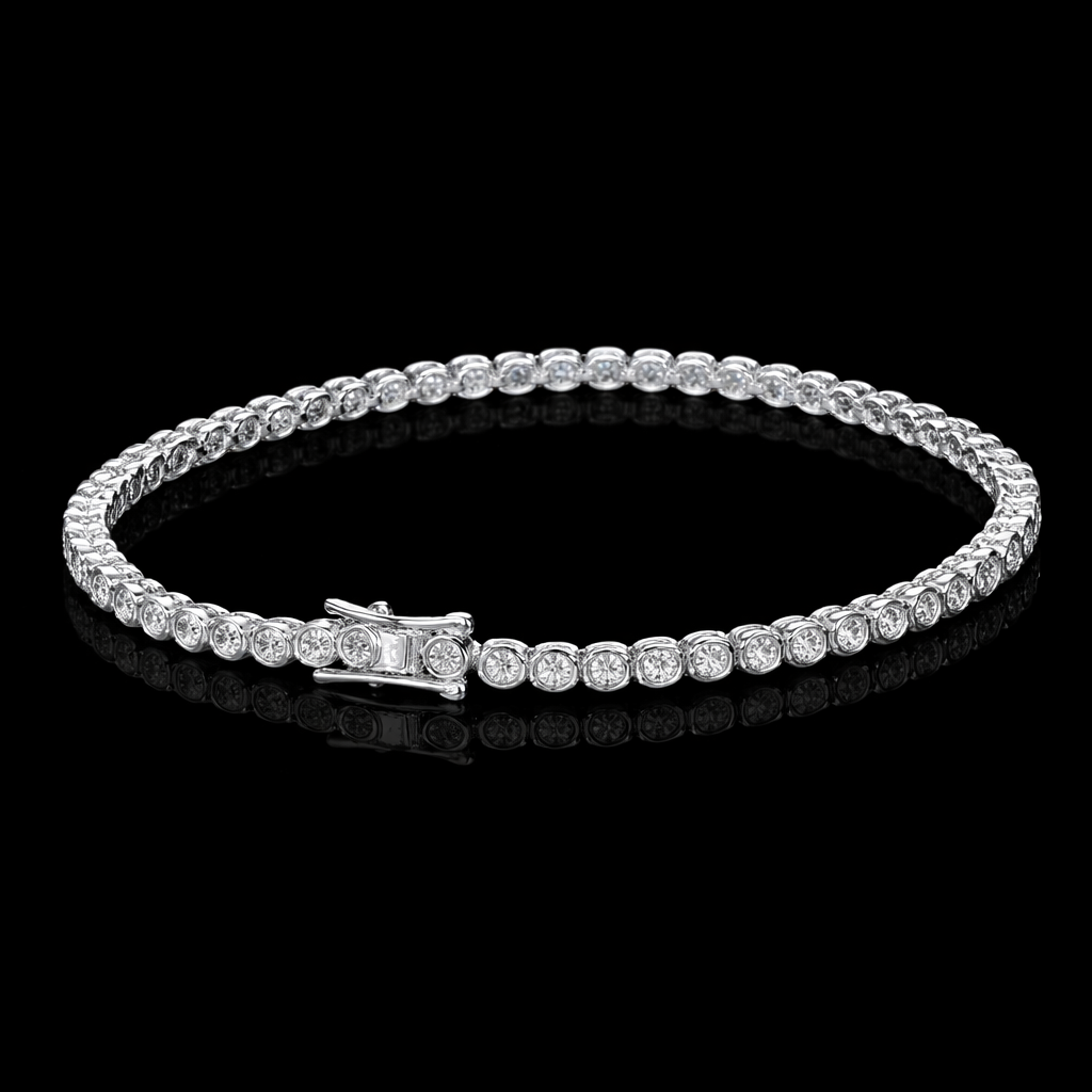 Sterling silver 2mm tennis bracelet with Moissanite diamonds 