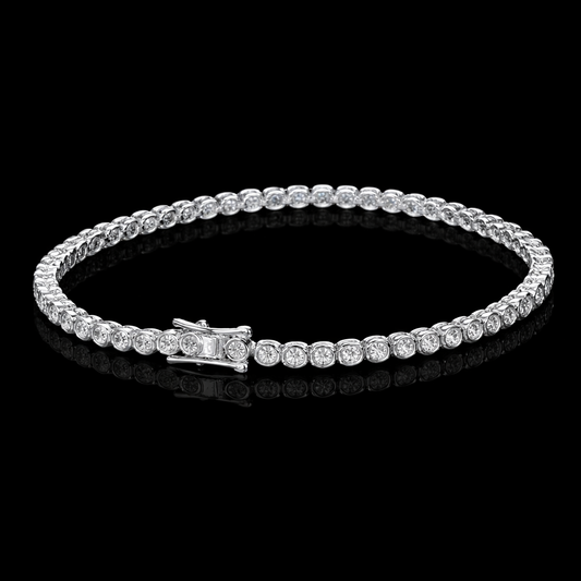 Sterling silver 2mm tennis bracelet with Moissanite diamonds 
