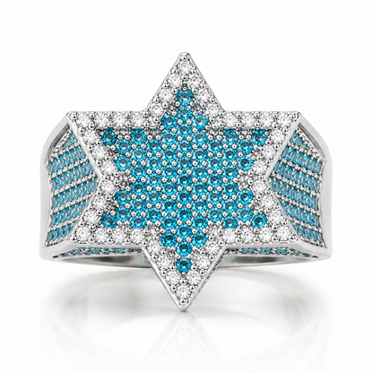 Bague étoile bleue glacée