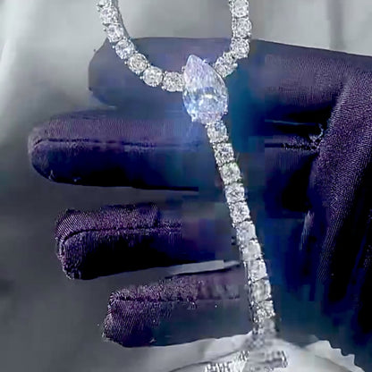 Iced out rosary tennis chain with cross pendant and diamonds