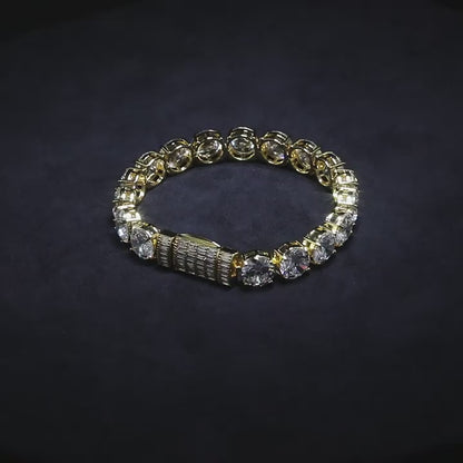 iced out 10mm gold prestige tennis bracelet diamond setting