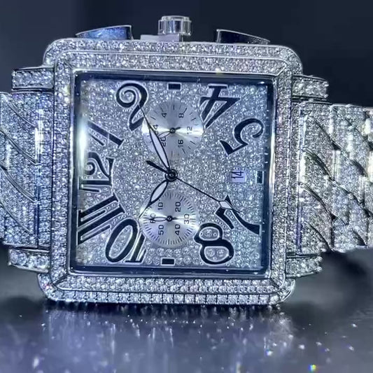 Royal Frost 45mm – Fully Iced Square Watch